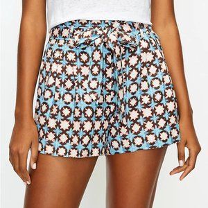 NEW Loft L Brown Pink Blue Linen Paperbag Sunwashed Shorts